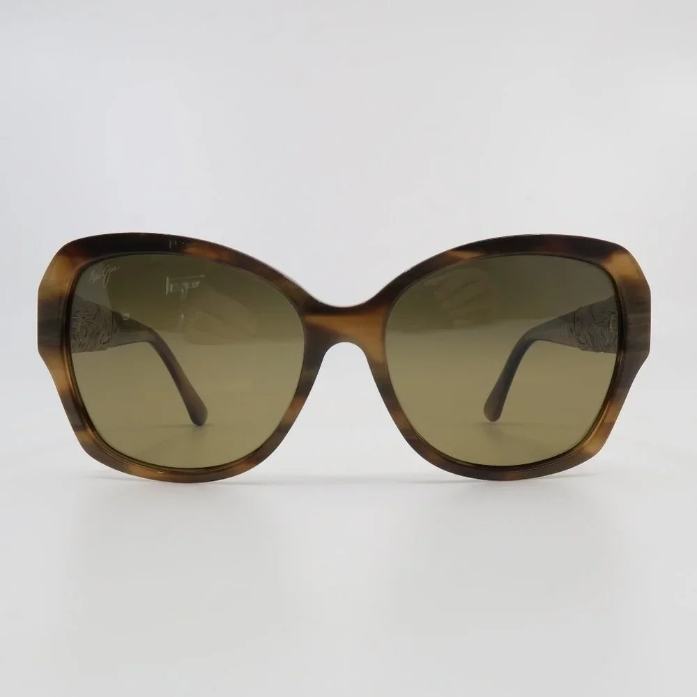 Maui Jim MJ530-93 SWAYING PALMS Brown Stripes/Bronze 24K Gold Deluxe Sunglasses. - Picture 2 of 8